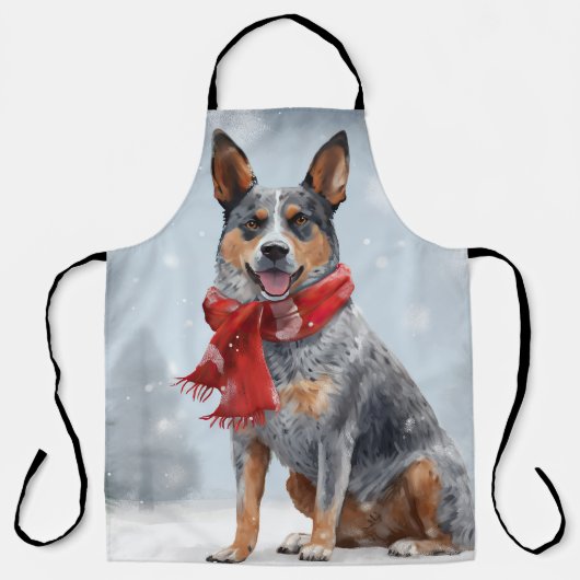 Australische vee Hond in Sneeuw Kerstmis Schort (Voorkant)