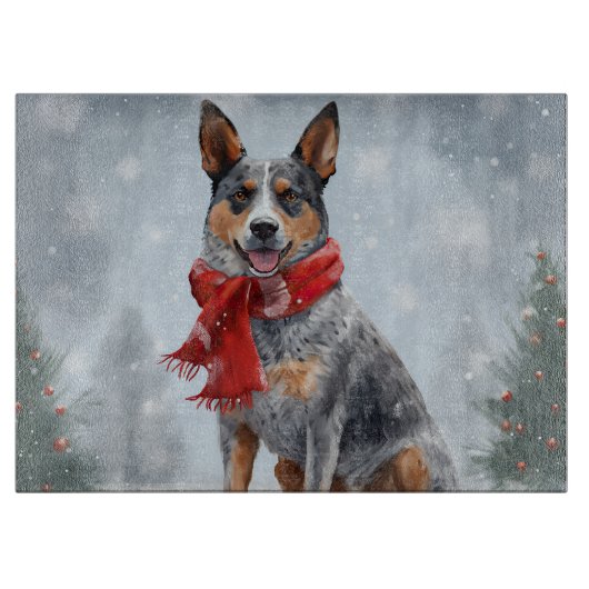 Australische vee Hond in Sneeuw Kerstmis Snijplank (Voorkant)
