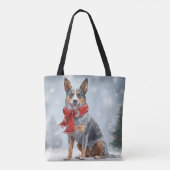 Australische vee Hond in Sneeuw Kerstmis Tote Bag (Achterkant)