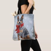 Australische vee Hond in Sneeuw Kerstmis Tote Bag (Dichtbij)