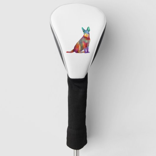 Australische vee hond kleurrijk golfheadcover (Voorkant)