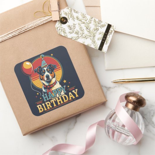 Australische vee hond kleurrijk vierkante sticker (Geschenken)