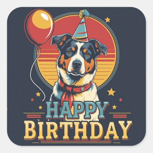 Australische vee hond kleurrijk vierkante sticker (Voorkant)