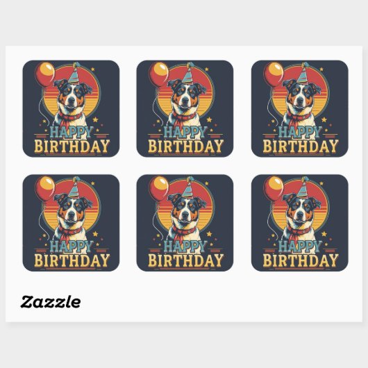 Australische vee hond kleurrijk vierkante sticker (Vel)