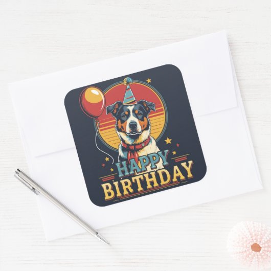 Australische vee hond kleurrijk vierkante sticker (Envelop)