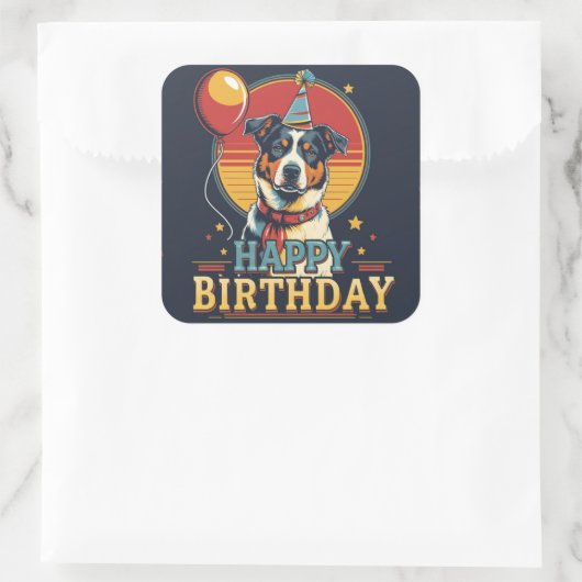 Australische vee hond kleurrijk vierkante sticker (Tas)