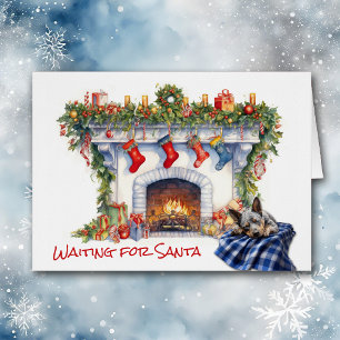 Australische vee hond open haard wachten op de ker