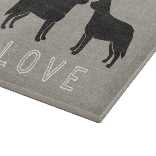 Australische vee hond silhouetten liefde snijplank (Hoek)