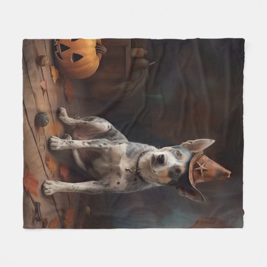 Australische vee pompoenen Halloween eng Fleece Deken (Voorkant (Horizontaal))