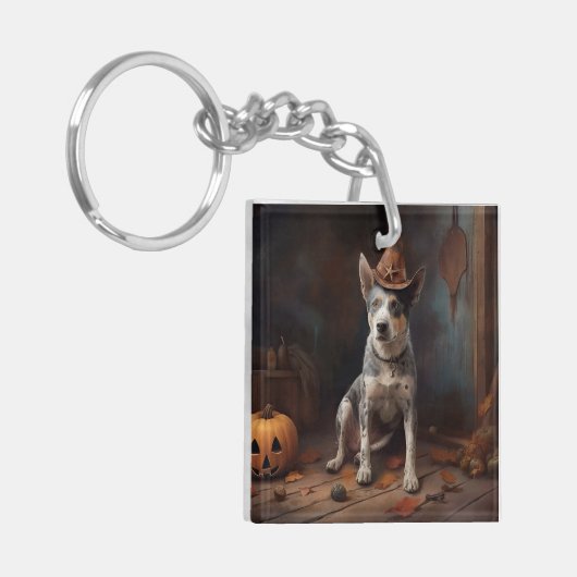 Australische vee pompoenen Halloween eng Sleutelhanger (Voorkant Links)