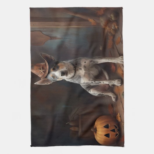 Australische vee pompoenen Halloween eng Theedoek (Verticaal)