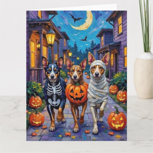 Australische vee 'Trick-or-Treating' met Halloween Kaart (Voorkant)