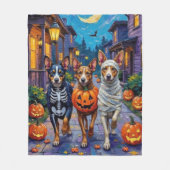 Australische vee Trick-or-Treating op Halloween Fleece Deken (Voorkant)