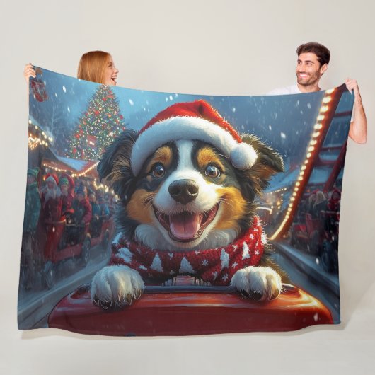 Australische veedrijvershond Achterbaan Kerstmis Fleece Deken (In situ)
