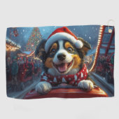 Australische veedrijvershond Achterbaan Kerstmis Golfhanddoek (Horizontaal)
