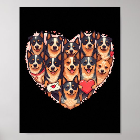 Australische veedrijvershond Hart Valentijn Austra Poster (Voorkant)
