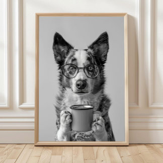 Australische Veedrijvershond Koffie Print: Koffieb Poster