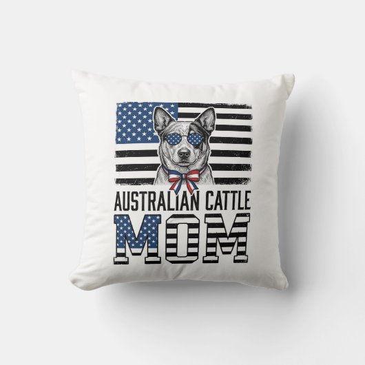 Australische veedrijvershond Moeder Patriottisch V Kussen (Voorkant)