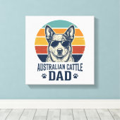 Australische veedrijvershond papa vintage zonsonde canvas afdruk (Insitu (Houten vloer))