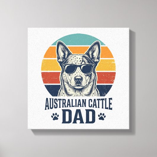 Australische veedrijvershond papa vintage zonsonde canvas afdruk (Voorkant)
