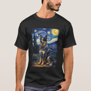 Australische veedrijvershond Van Gogh Sterrennacht T-shirt