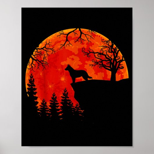 Australische veehond en maan Halloween Poster (Voorkant)