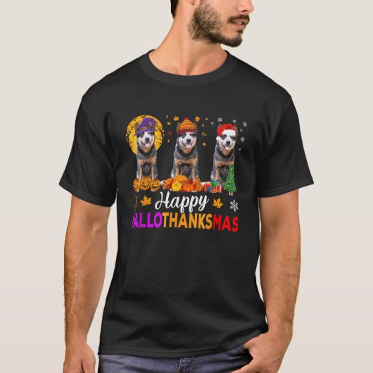 Australische veehond Halloween Kerst Hallotha T-shirt (Voorkant)