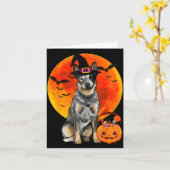 Australische veehond Halloween pompoen Kaart (Gele Bloem)