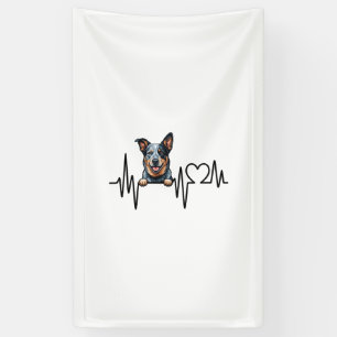 Australische veehond Hartslag Ecg Hart Poot Spandoek