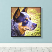 Australische veehond - Hond Portret Canvas Afdruk (Insitu (Houten vloer))