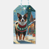 Australische veehond Kerst Sneeuw Vakantie Cadeaulabel (Achterkant)