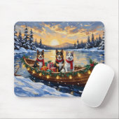 Australische veehond Kerstboot Vakantie Muismat (Met muis)