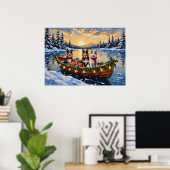 Australische veehond Kerstboot Vakantie Poster (Thuiskantoor)