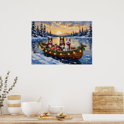 Australische veehond Kerstboot Vakantie Poster (Keuken)