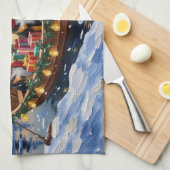 Australische veehond Kerstboot Vakantie Theedoek (Quarter Fold)