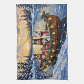 Australische veehond Kerstboot Vakantie Theedoek (Verticaal)