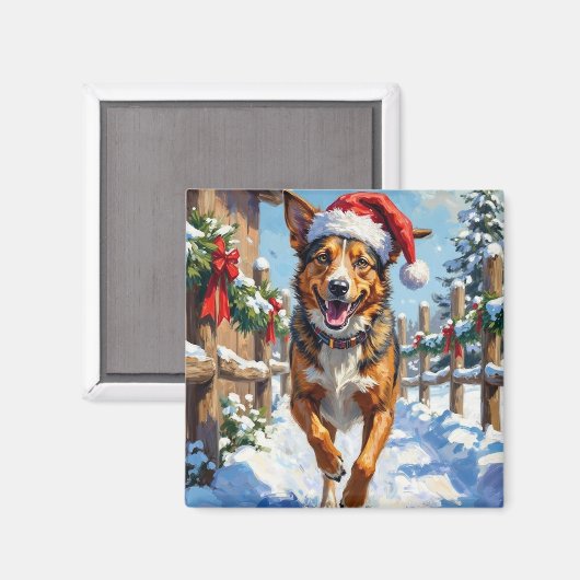 Australische veehond Kerstmis Rood Heeler Magneet (Voorkant / Achterkant)