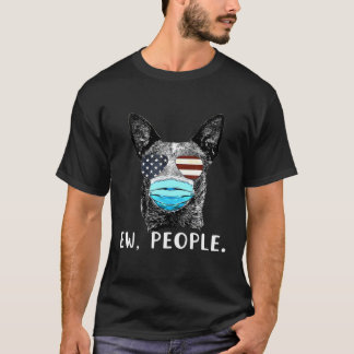Australische veehond met gezichtsmasker Vlag van d T-shirt