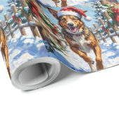 Australische veehond Red Heeler Kerstmis Cadeaupapier (Rol Hoek)
