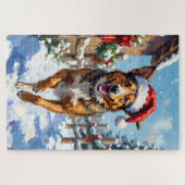 Australische veehond Rode Heeler Kerstmis Legpuzzel (Horizontaal)