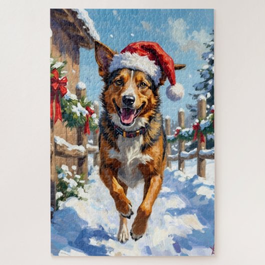 Australische veehond Rode Heeler Kerstmis Legpuzzel (Verticaal)