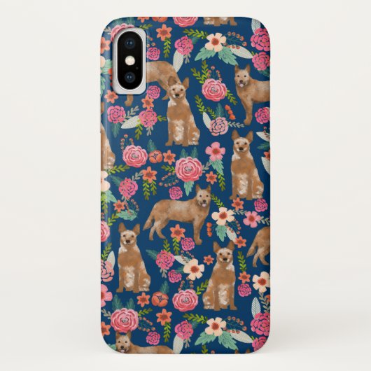Australische veestapel Dog Red Heeler Florals Case-Mate iPhone Case (Achterkant)