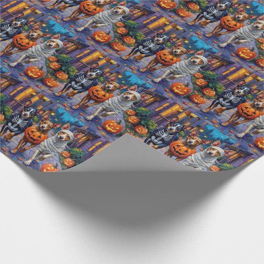 Australische veestapel Trick-or-Treating in Hallow Cadeaupapier (Hoek)