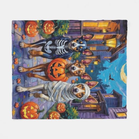 Australische veestapel Trick-or-Treating in Hallow Fleece Deken (Voorkant (Horizontaal))