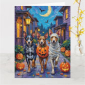 Australische veestapel Trick-or-Treating in Hallow Kaart (Gele Bloem)