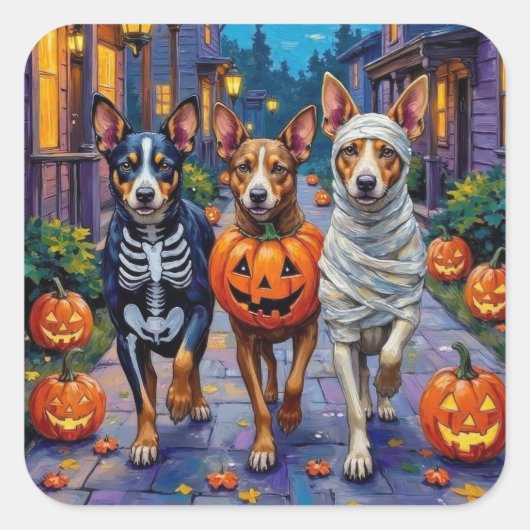 Australische veestapel Trick-or-Treating in Hallow Vierkante Sticker (Voorkant)