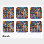 Australische veestapel Trick-or-Treating in Hallow Vierkante Sticker (Vel)