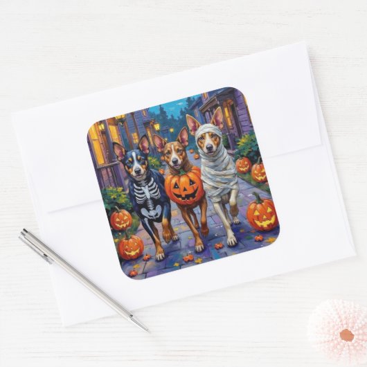 Australische veestapel Trick-or-Treating in Hallow Vierkante Sticker (Envelop)