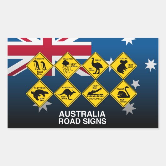 Australische verkeerstekens rechthoekige sticker (Voorkant)