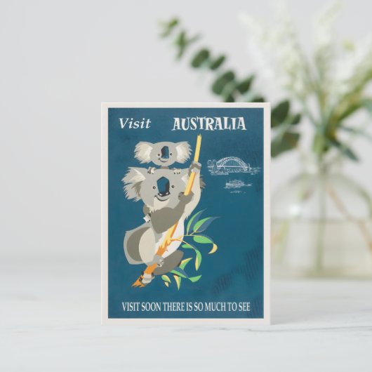 Australische vintage poster briefkaart (Staand voorkant)